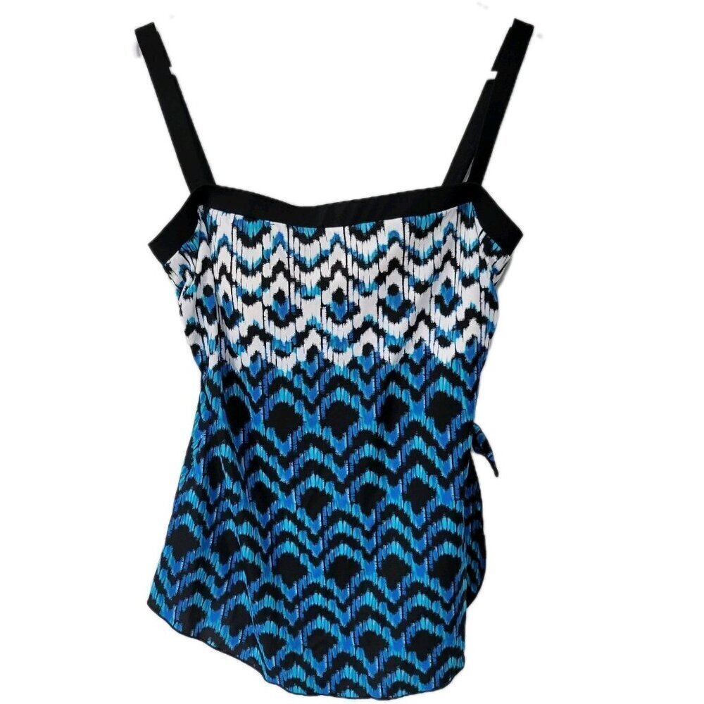 Rose Marie Reid One Piece Swimsuit 18W Women's Blue Detachable Straps Faux Skirt